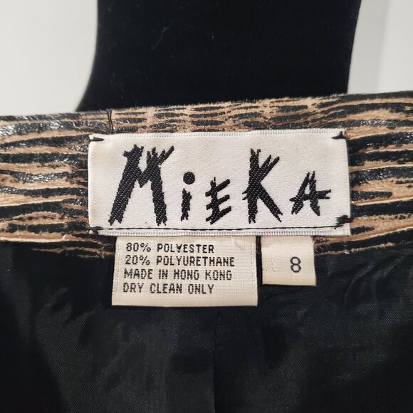 Unique Faux Leather Black & Tan Snake Skin Pattern Zippered Jacket  size 8 - Picture 8 of 9